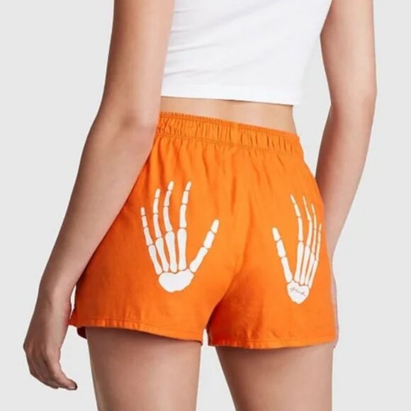 Victoria's Secret PINK Flannel Boxy Pajama Shorts with Skeleton Hands, size 2XL - Picture 1 of 4